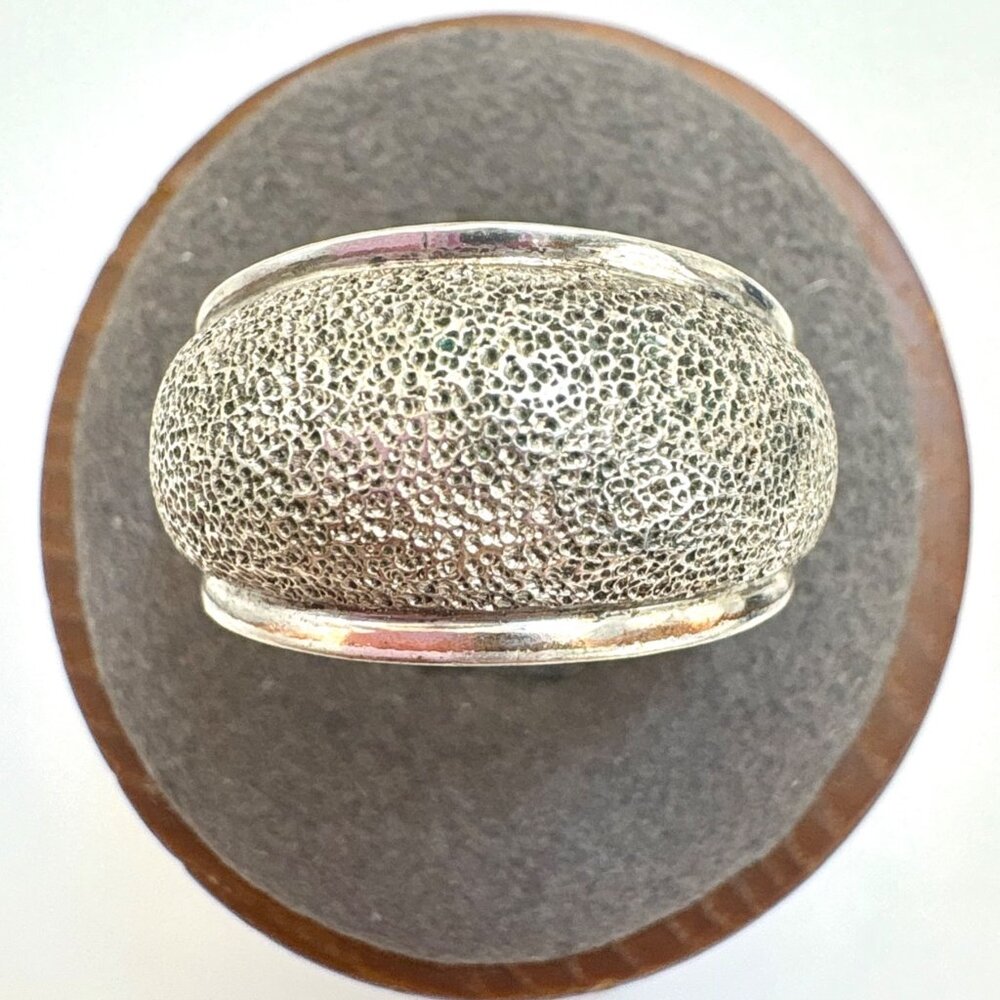 Textured Dome Ring Tapered Ridged Design Ring VTG Sterling Silver 925 Size 8.5